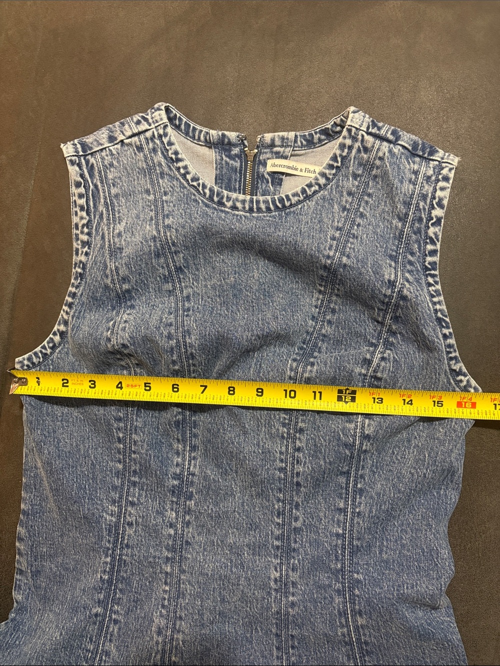 Sleeveless Denim A-Line Dress - Blue - Picture 4 of 5